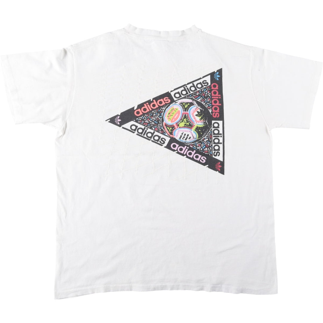 1980'S Adidas sports t-shirt, made in USA, men's size L equivalent, vintage. cotton white type Vintage Second Hand