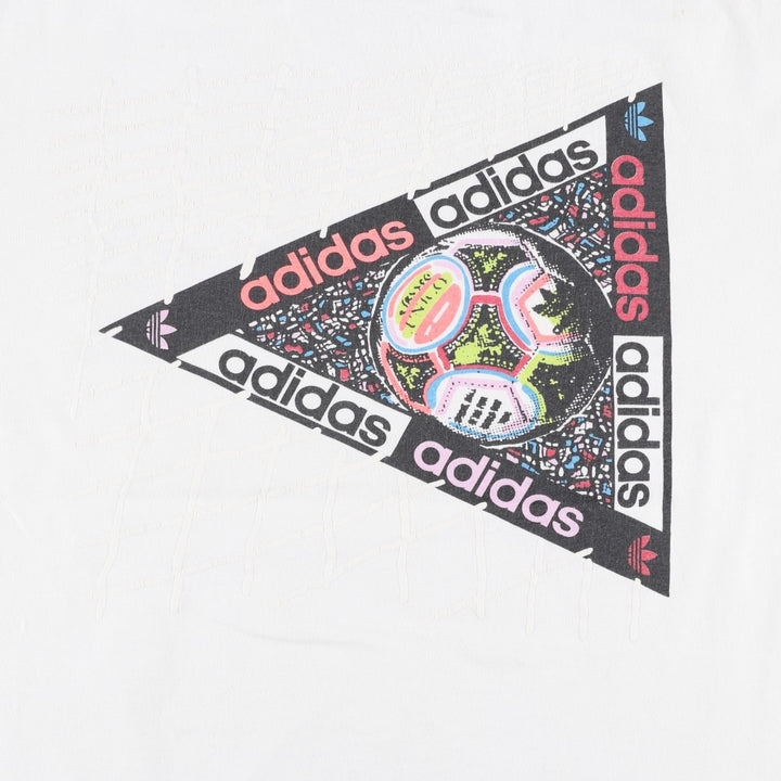 1980'S Adidas sports t-shirt, made in USA, men's size L equivalent, vintage. cotton white type Vintage Second Hand