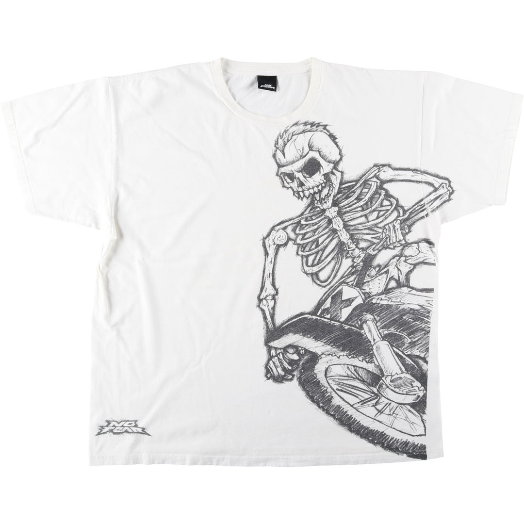90s-00'S NO FEAR Skull Pattern Surf Skate T-Shirt, Men's XXL equivalent, Vintage cotton white type Vintage Second Hand