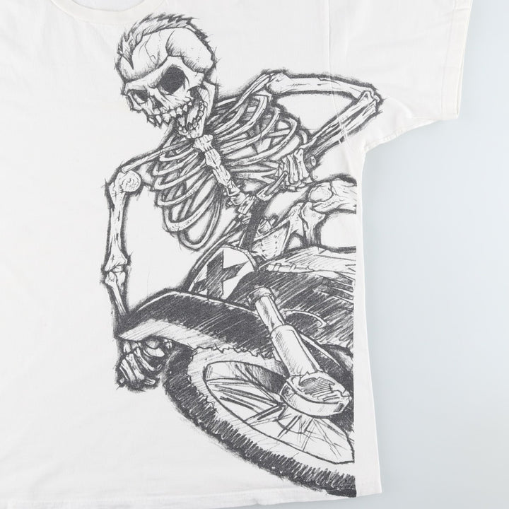 90s-00'S NO FEAR Skull Pattern Surf Skate T-Shirt, Men's XXL equivalent, Vintage cotton white type Vintage Second Hand