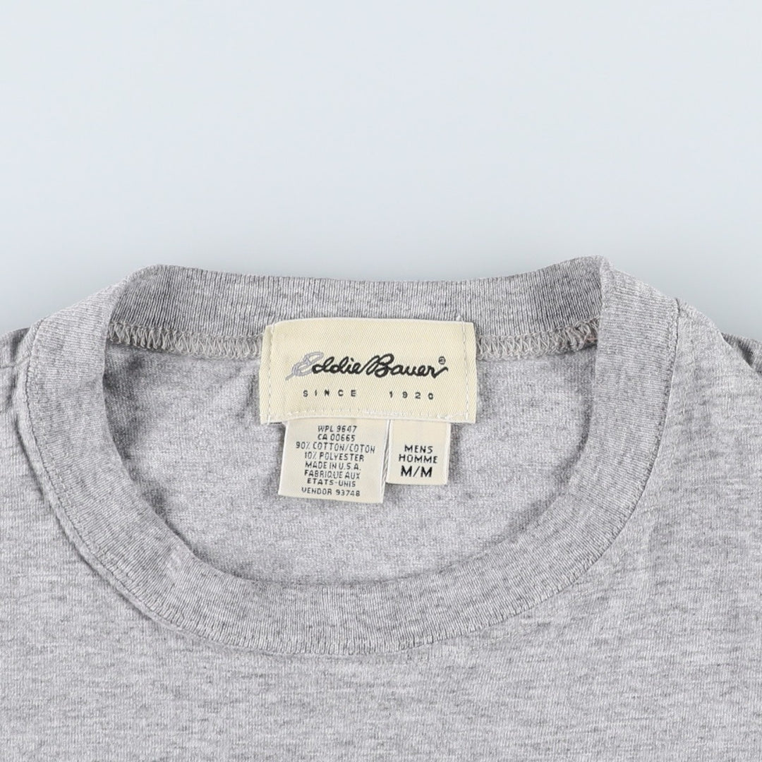90'S Eddie Bauer Short-Sleeve Printed T-Shirt, Made in USA, Men's Size M (Equivalent), Vintage cotton gray type Vintage Second Hand