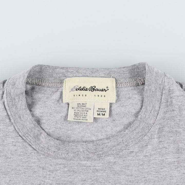 90'S Eddie Bauer Short-Sleeve Printed T-Shirt, Made in USA, Men's Size M (Equivalent), Vintage cotton gray type Vintage Second Hand