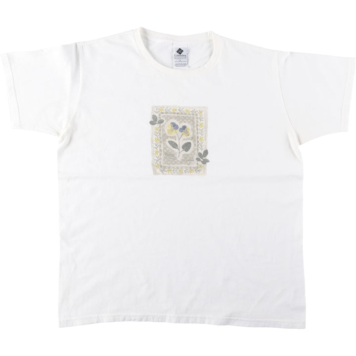 90'S Columbia Short-Sleeve Printed T-Shirt, Men's Size L (Equivalent), Vintage cotton white type Vintage Second Hand