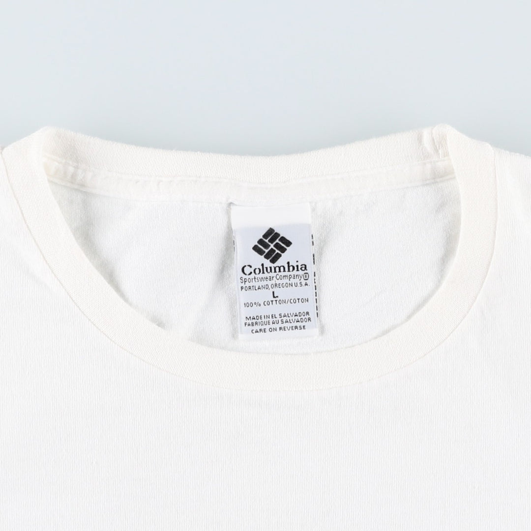 90'S Columbia Short-Sleeve Printed T-Shirt, Men's Size L (Equivalent), Vintage cotton white type Vintage Second Hand