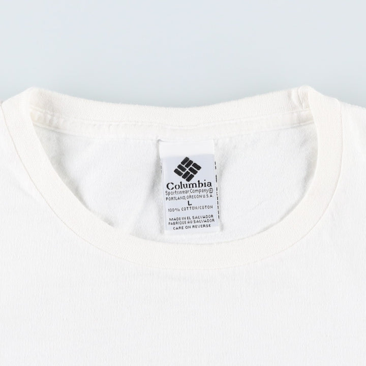 90'S Columbia Short-Sleeve Printed T-Shirt, Men's Size L (Equivalent), Vintage cotton white type Vintage Second Hand