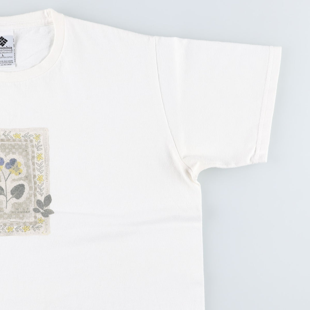 90'S Columbia Short-Sleeve Printed T-Shirt, Men's Size L (Equivalent), Vintage cotton white type Vintage Second Hand