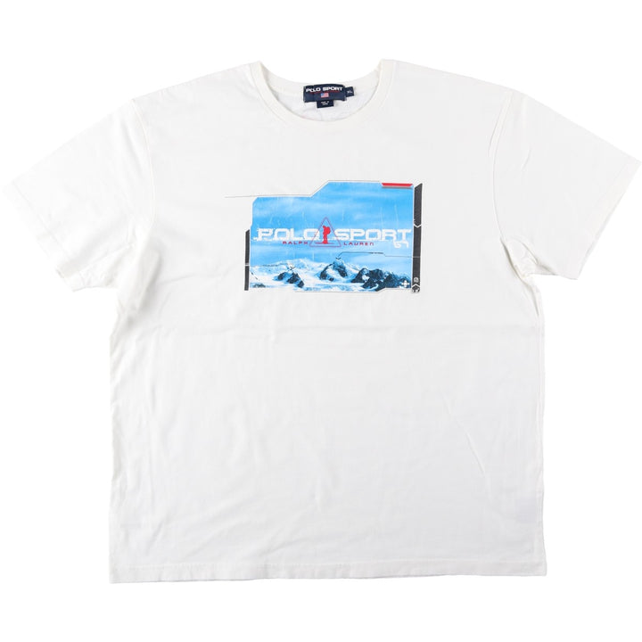 Ralph Lauren POLO SPORT Short-Sleeve T-Shirt with One-Point Logo, Men's Size XL (approx.) cotton white type Vintage Second Hand