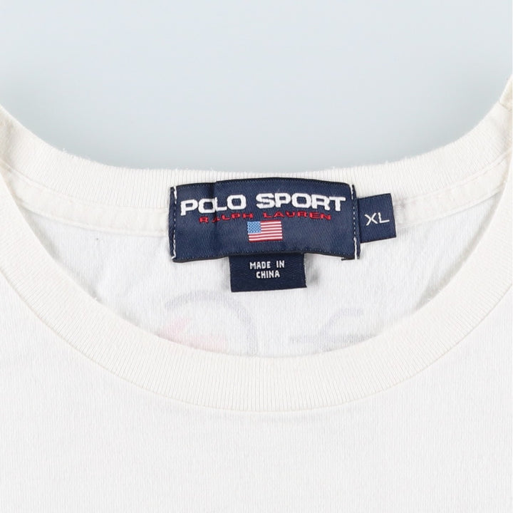 Ralph Lauren POLO SPORT Short-Sleeve T-Shirt with One-Point Logo, Men's Size XL (approx.) cotton white type Vintage Second Hand