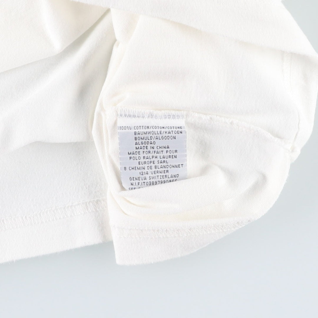 Ralph Lauren POLO SPORT Short-Sleeve T-Shirt with One-Point Logo, Men's Size XL (approx.) cotton white type Vintage Second Hand