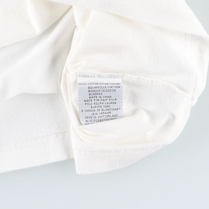 Ralph Lauren POLO SPORT Short-Sleeve T-Shirt with One-Point Logo, Men's Size XL (approx.) cotton white type Vintage Second Hand