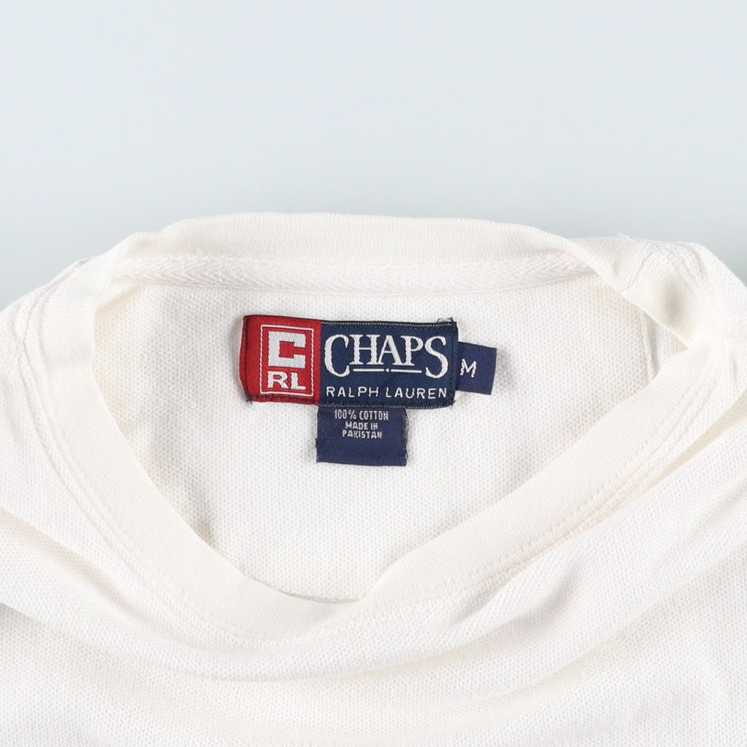 Ralph Lauren CHAPS Short-Sleeve Logo T-Shirt, Men's Size M (approx.) cotton white type Vintage Second Hand