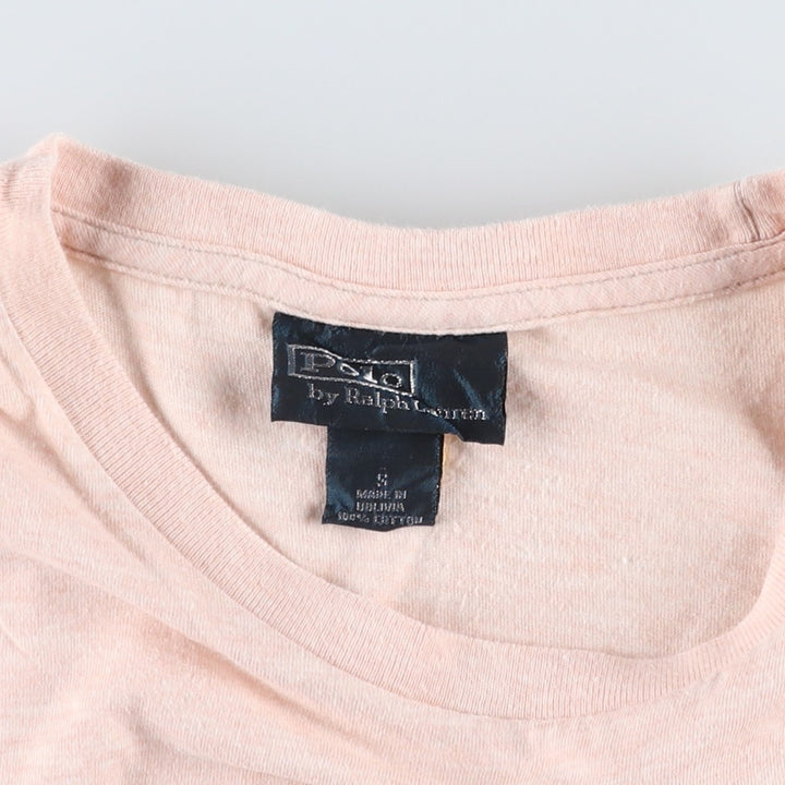 Ralph Lauren POLO by Ralph Lauren Short-Sleeve T-Shirt with One-Point Logo Pocket, Men's Size S (approx.) cotton Beige type Vintage Second Hand
