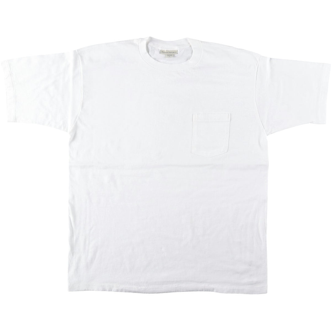90'S Banana Republic Short-Sleeve Pocket T-Shirt, Made in USA, Men's XL (approx.), Vintage cotton white type Vintage Second Hand