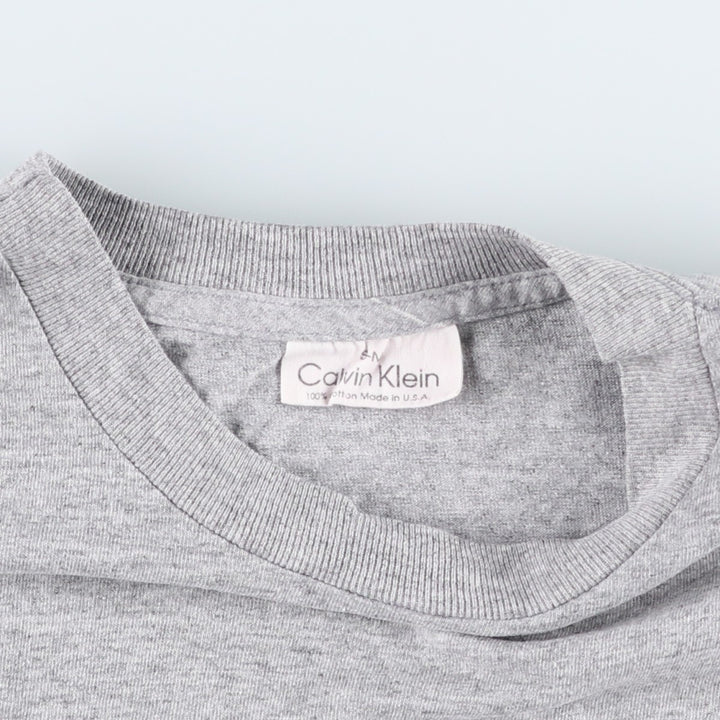 90'S Calvin Klein Jeans Short-Sleeve Logo T-Shirt, Made in USA, Men's Size M (approx.), Vintage cotton gray type Vintage Second Hand