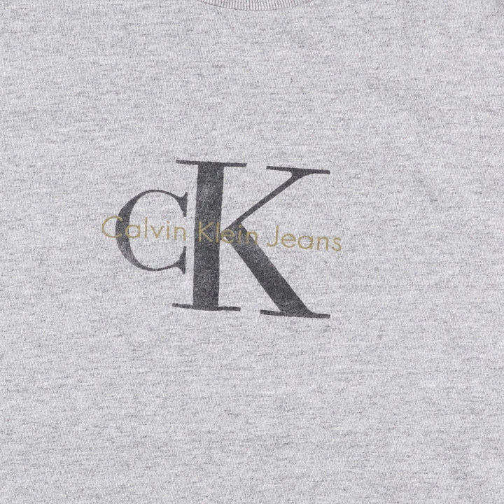 90'S Calvin Klein Jeans Short-Sleeve Logo T-Shirt, Made in USA, Men's Size M (approx.), Vintage cotton gray type Vintage Second Hand