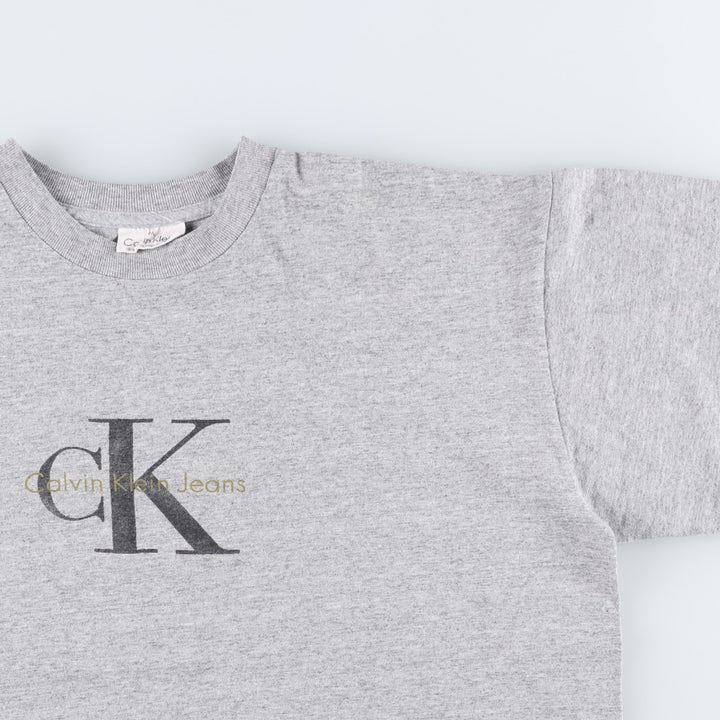 90'S Calvin Klein Jeans Short-Sleeve Logo T-Shirt, Made in USA, Men's Size M (approx.), Vintage cotton gray type Vintage Second Hand