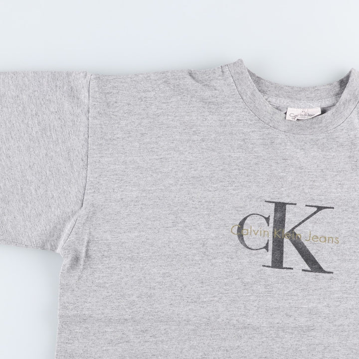 90'S Calvin Klein Jeans Short-Sleeve Logo T-Shirt, Made in USA, Men's Size M (approx.), Vintage cotton gray type Vintage Second Hand