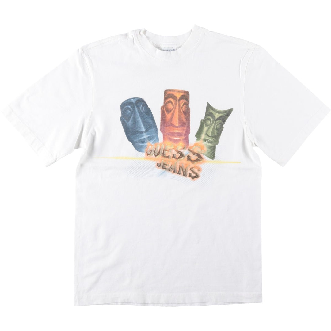 90'S Guess Short-Sleeve Printed T-Shirt, Men's Size S (Equivalent), Vintage cotton white type Vintage Second Hand