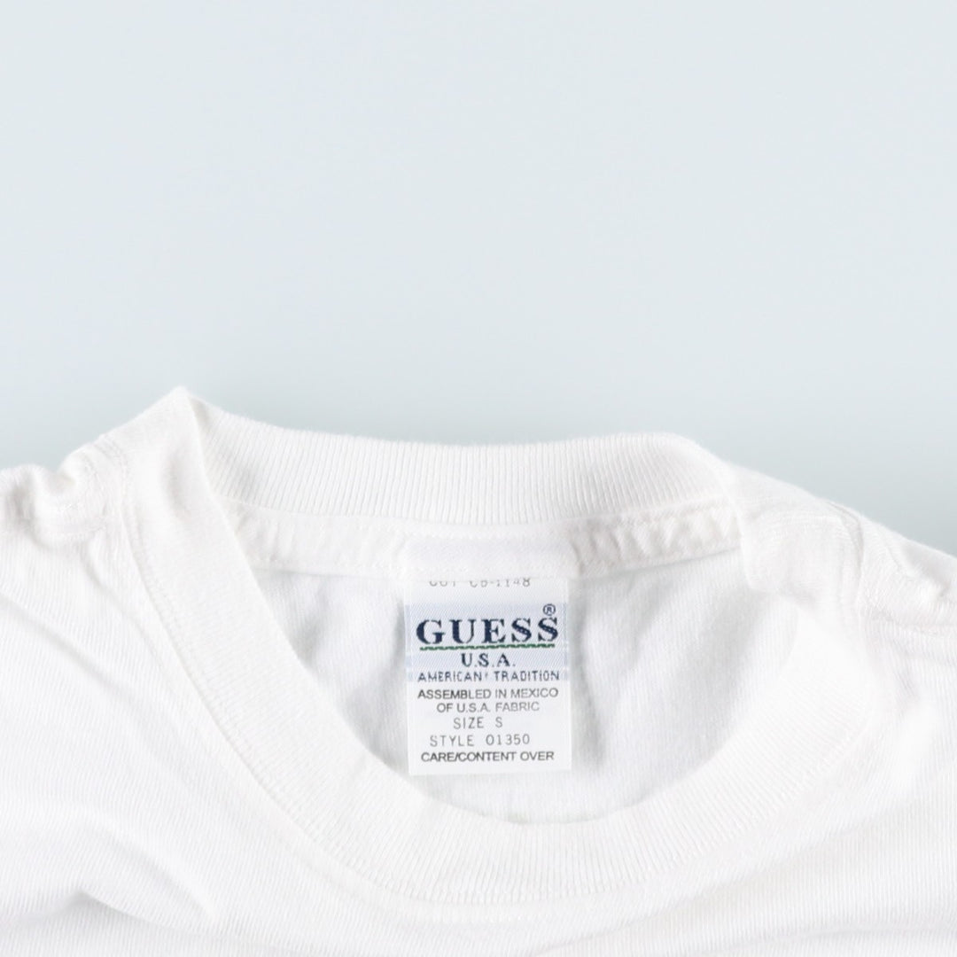 90'S Guess Short-Sleeve Printed T-Shirt, Men's Size S (Equivalent), Vintage cotton white type Vintage Second Hand