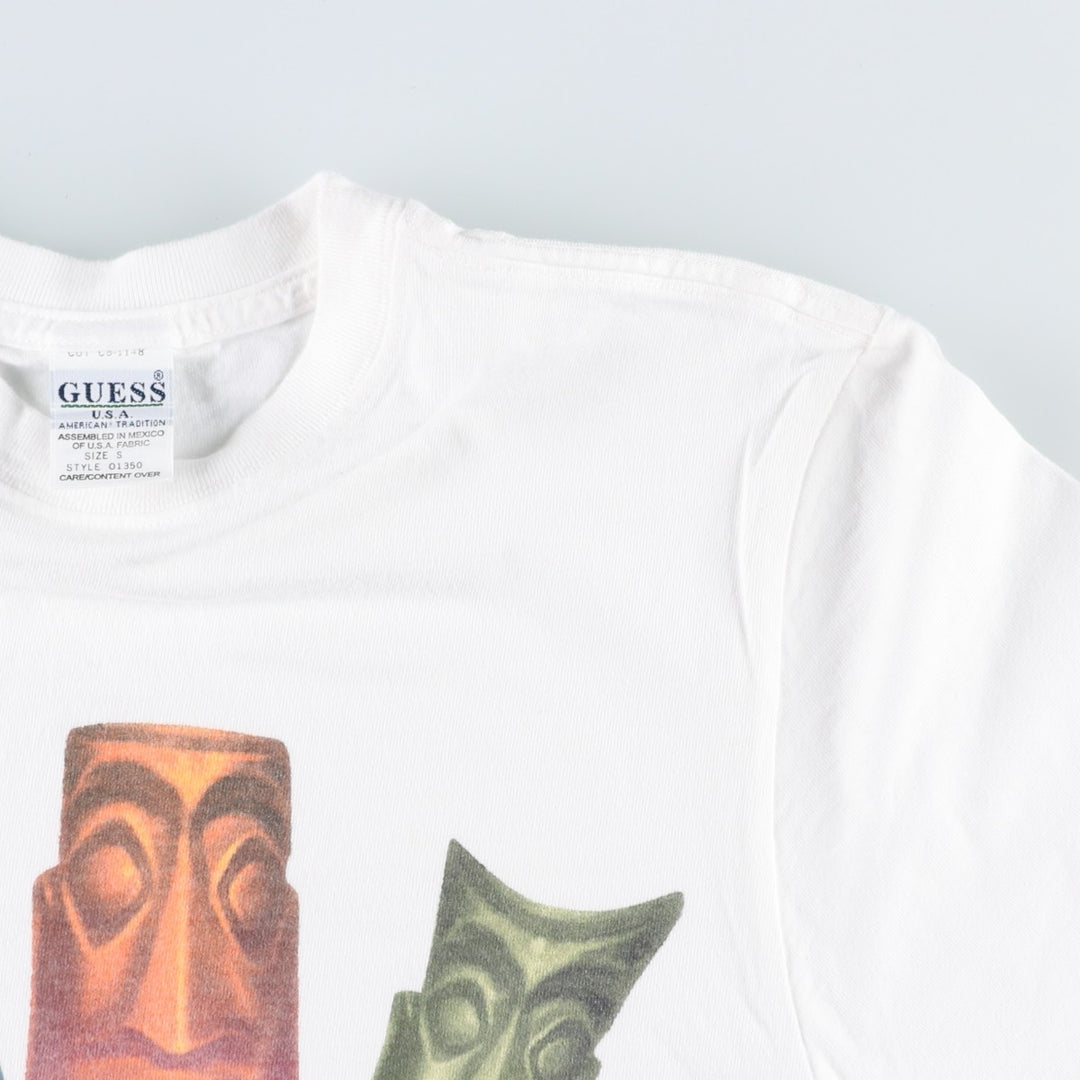 90'S Guess Short-Sleeve Printed T-Shirt, Men's Size S (Equivalent), Vintage cotton white type Vintage Second Hand