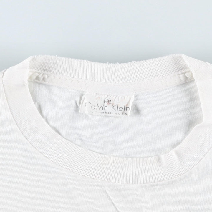 90'S Calvin Klein JEANS Short Sleeve Logo T-Shirt Made in USA Men's XL Vintage cotton white type Vintage Second Hand