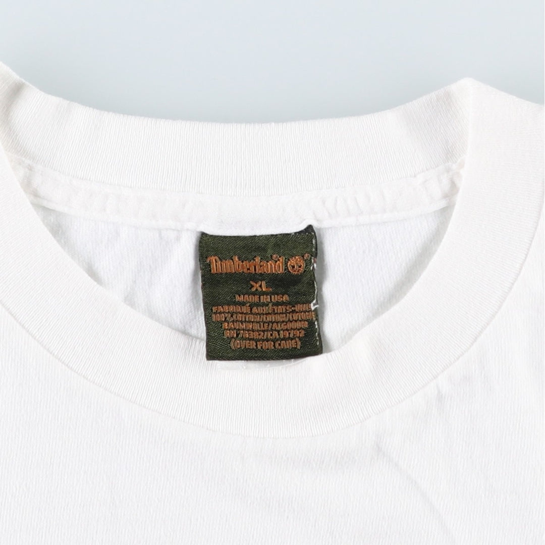 90'S Timberland Short-Sleeve Logo T-Shirt, Made in USA, Men's XL (approx.), Vintage cotton white type Vintage Second Hand