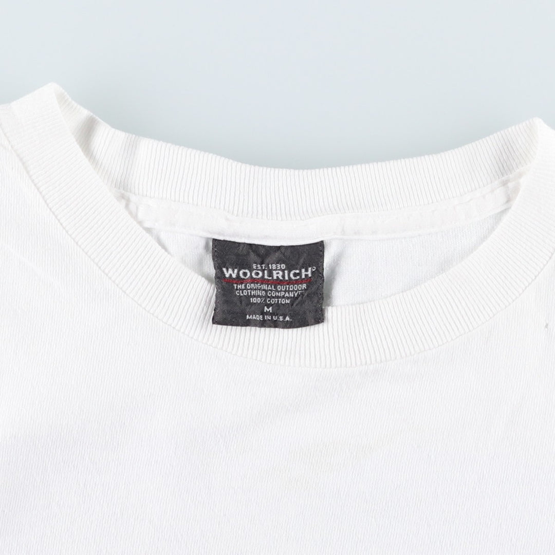 2000'S Woolrich Short-Sleeve Logo T-Shirt, Made in USA, Men's Size M (approx.) cotton white type Vintage Second Hand