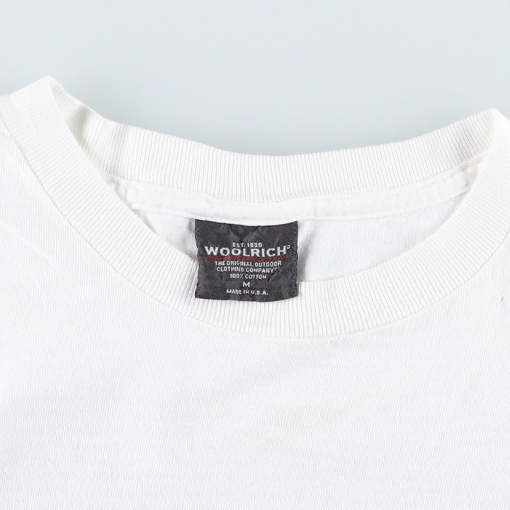 2000'S Woolrich Short-Sleeve Logo T-Shirt, Made in USA, Men's Size M (approx.) cotton white type Vintage Second Hand