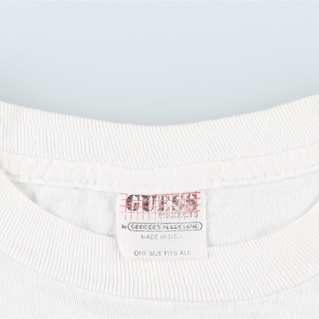 80'S Guess Short-Sleeve Printed T-Shirt, Made in USA, Men's Size XL (Equivalent), Vintage cotton white type Vintage Second Hand