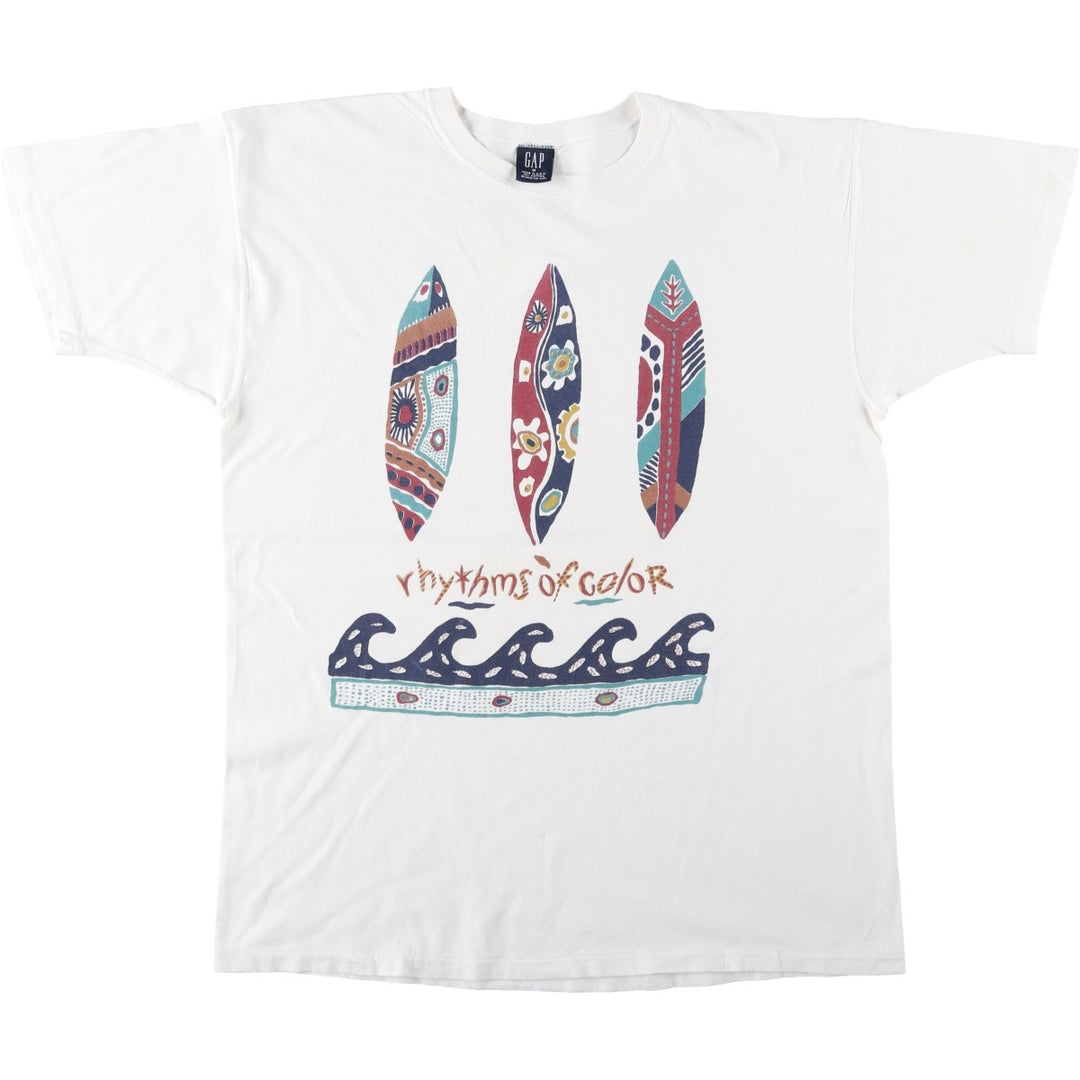 90'S GAP Old Gap Short-Sleeve Printed T-Shirt, Made in USA, Men's Size M (Equivalent), Vintage cotton white type Vintage Second Hand
