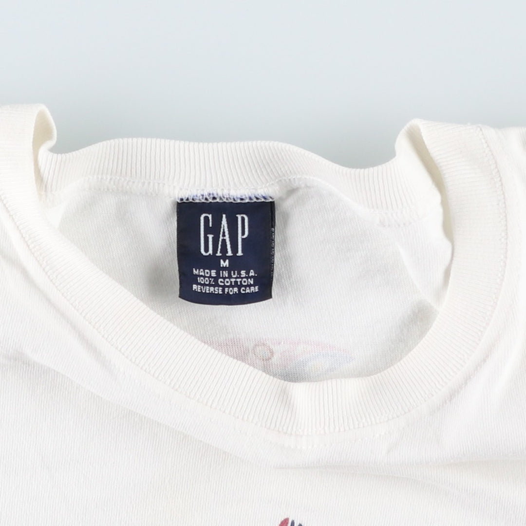 90'S GAP Old Gap Short-Sleeve Printed T-Shirt, Made in USA, Men's Size M (Equivalent), Vintage cotton white type Vintage Second Hand