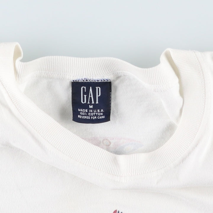 90'S GAP Old Gap Short-Sleeve Printed T-Shirt, Made in USA, Men's Size M (Equivalent), Vintage cotton white type Vintage Second Hand