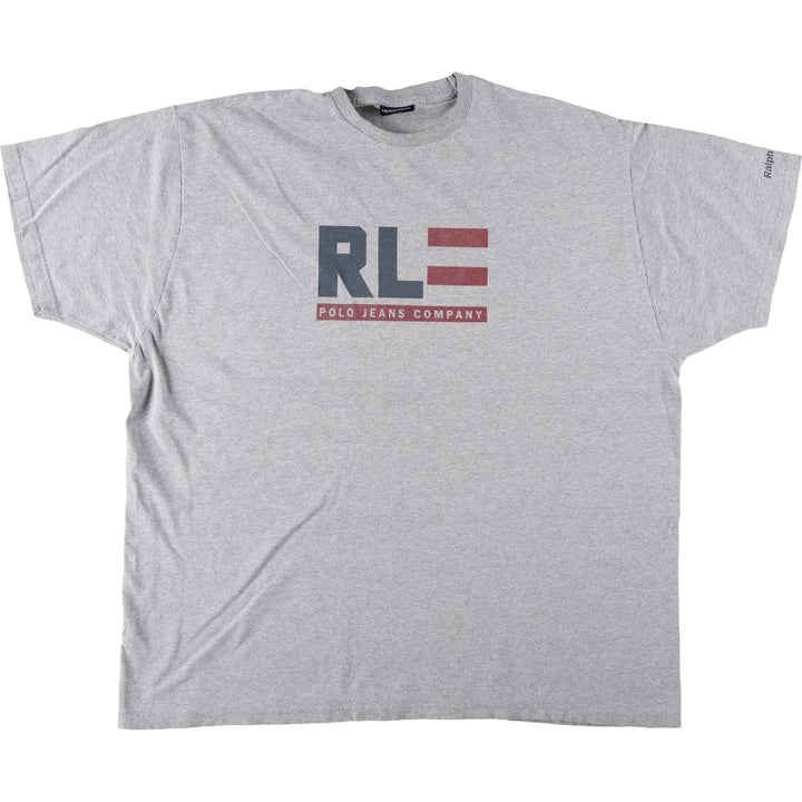 2000'S Ralph Lauren POLO JEANS COMPANY Short-Sleeve Logo T-Shirt, Men's Size XXL (approx.) cotton gray type Vintage Second Hand