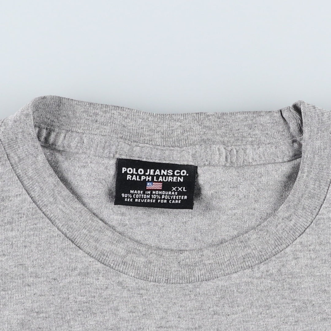 2000'S Ralph Lauren POLO JEANS COMPANY Short-Sleeve Logo T-Shirt, Men's Size XXL (approx.) cotton gray type Vintage Second Hand