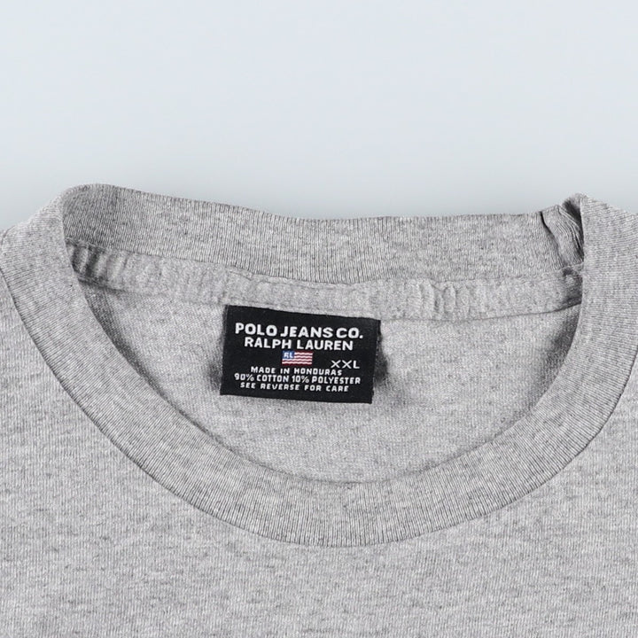 2000'S Ralph Lauren POLO JEANS COMPANY Short-Sleeve Logo T-Shirt, Men's Size XXL (approx.) cotton gray type Vintage Second Hand
