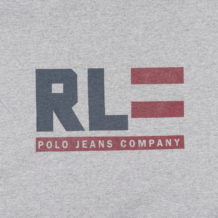 2000'S Ralph Lauren POLO JEANS COMPANY Short-Sleeve Logo T-Shirt, Men's Size XXL (approx.) cotton gray type Vintage Second Hand