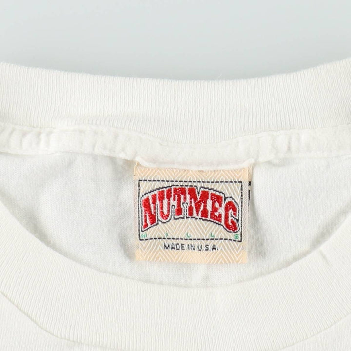 80'S NUTMEG NFL Cleveland Browns sports print T-shirt, Made in USA, Men's size S equivalent, Vintage cotton white type Vintage Second Hand
