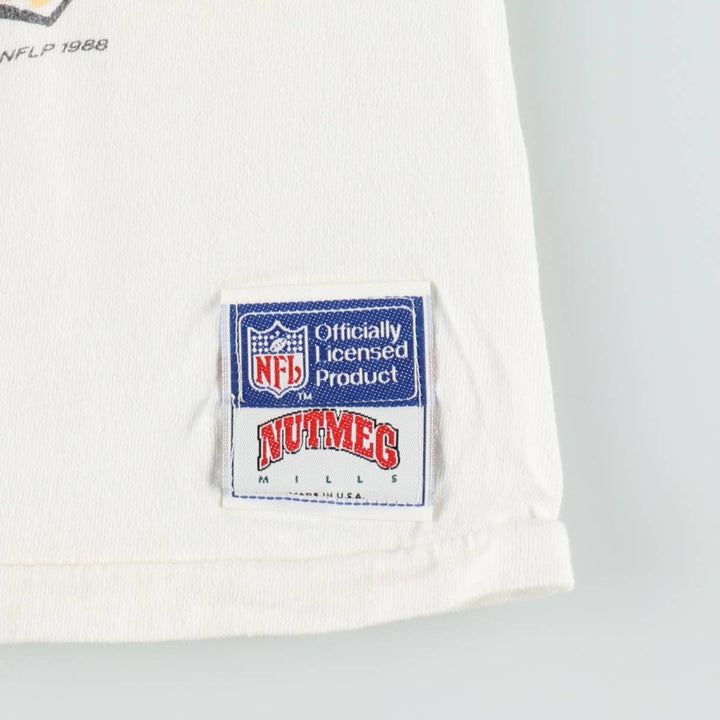 80'S NUTMEG NFL Cleveland Browns sports print T-shirt, Made in USA, Men's size S equivalent, Vintage cotton white type Vintage Second Hand