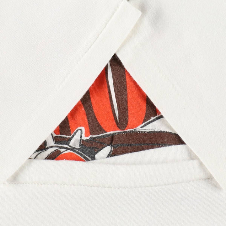 80'S NUTMEG NFL Cleveland Browns sports print T-shirt, Made in USA, Men's size S equivalent, Vintage cotton white type Vintage Second Hand