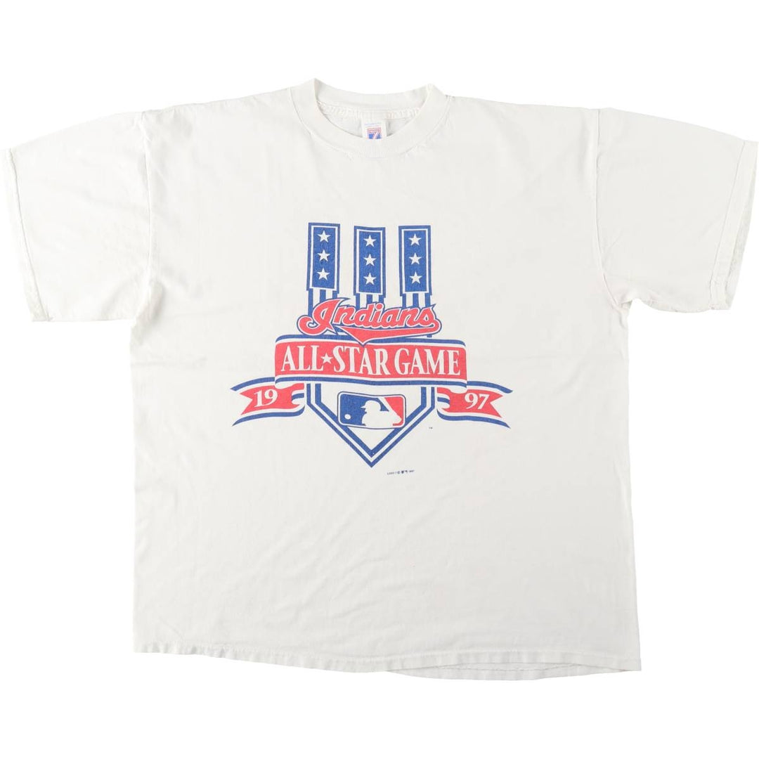 90'S Logo 7 MLB All-Star Game 1997 Sports Print T-Shirt, Men's XL (approx.), Vintage cotton white type Vintage Second Hand