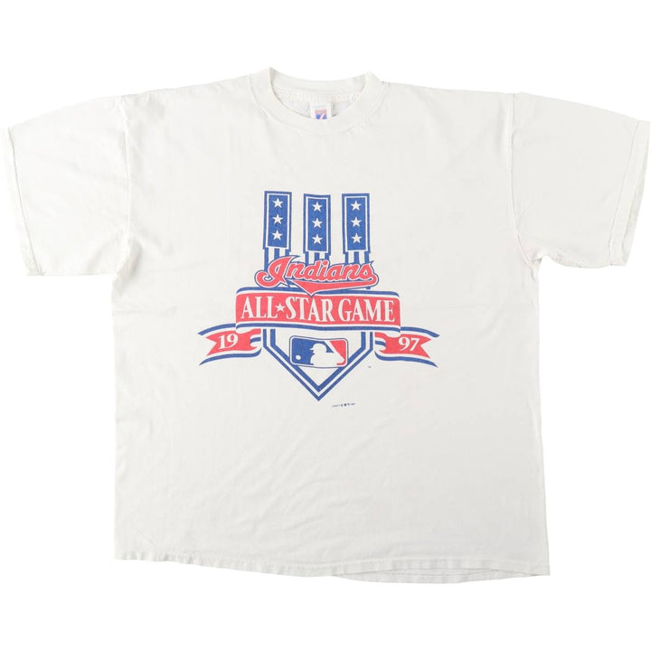 90'S Logo 7 MLB All-Star Game 1997 Sports Print T-Shirt, Men's XL (approx.), Vintage cotton white type Vintage Second Hand