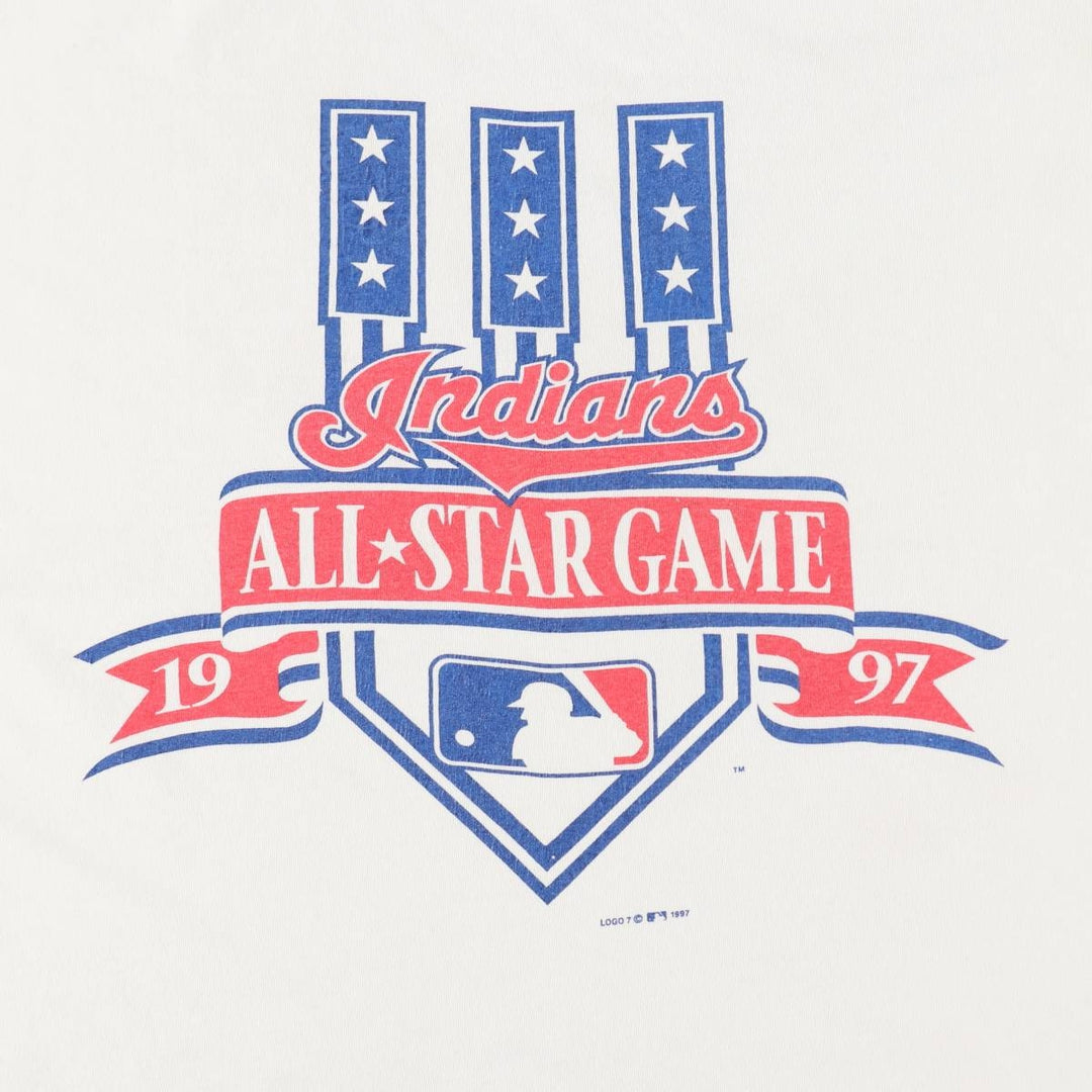 90'S Logo 7 MLB All-Star Game 1997 Sports Print T-Shirt, Men's XL (approx.), Vintage cotton white type Vintage Second Hand