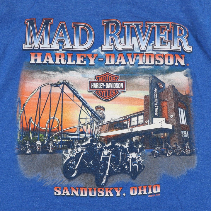 Large size Harley-Davidson motorcycle bike t-shirt, men's equivalent to XXXL. unclear blue type Vintage Second Hand