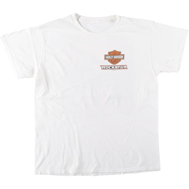 Harley-Davidson Skull Pattern Motorcycle T-Shirt (Men's Size L) unclear white type Vintage Second Hand