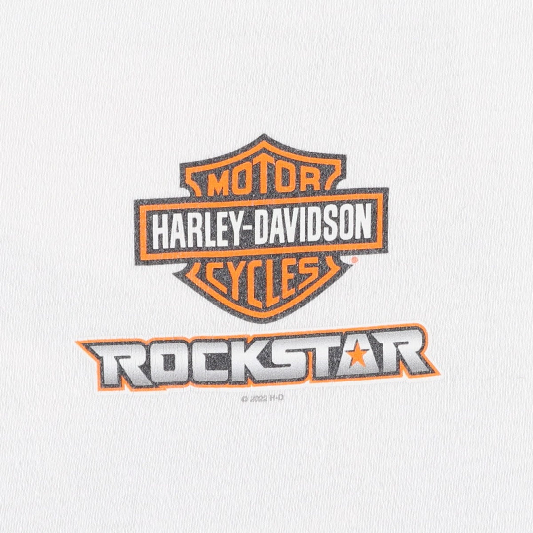 Harley-Davidson Skull Pattern Motorcycle T-Shirt (Men's Size L) unclear white type Vintage Second Hand