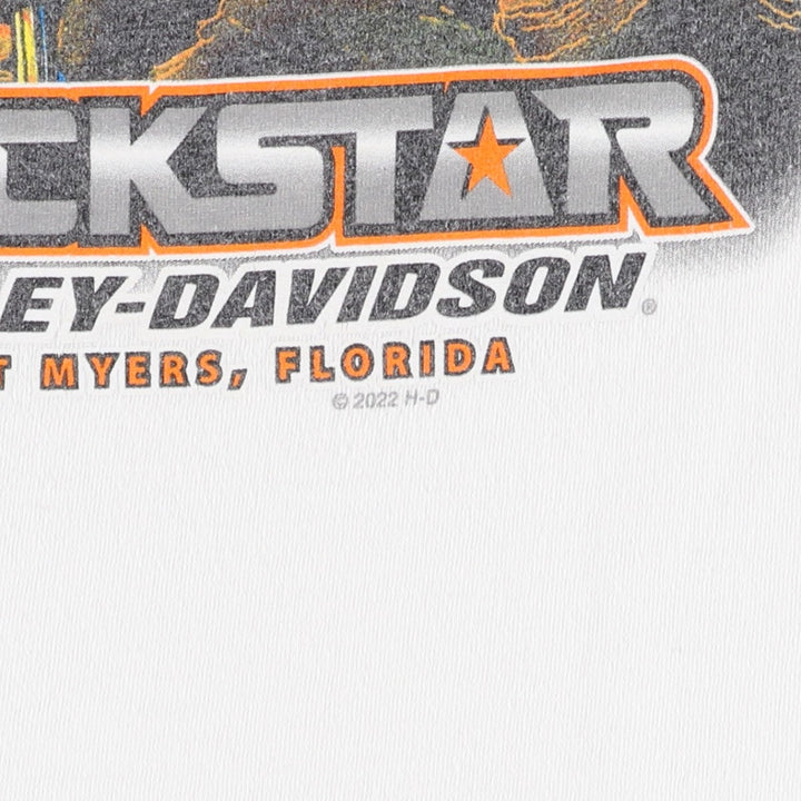 Harley-Davidson Skull Pattern Motorcycle T-Shirt (Men's Size L) unclear white type Vintage Second Hand
