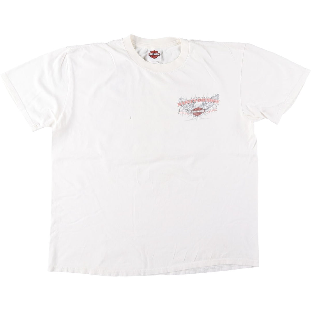 Harley-Davidson Eagle Pattern Motorcycle Bike T-shirt Men's XL cotton white type Vintage Second Hand