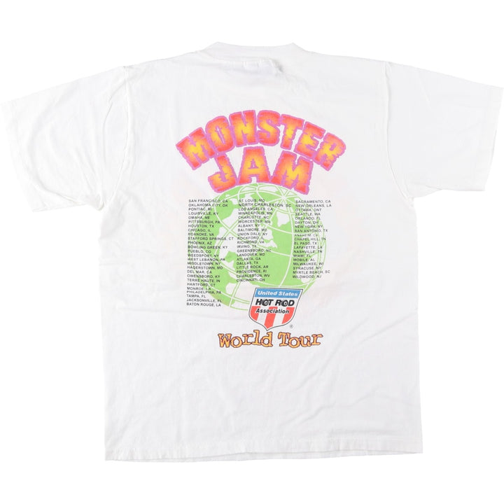 90'S All Sport MONSTER JAM Motorcycle T-Shirt, Made in USA, Men's Size L (approx.), Vintage cotton white type Vintage Second Hand