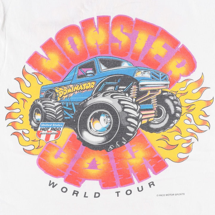 90'S All Sport MONSTER JAM Motorcycle T-Shirt, Made in USA, Men's Size L (approx.), Vintage cotton white type Vintage Second Hand