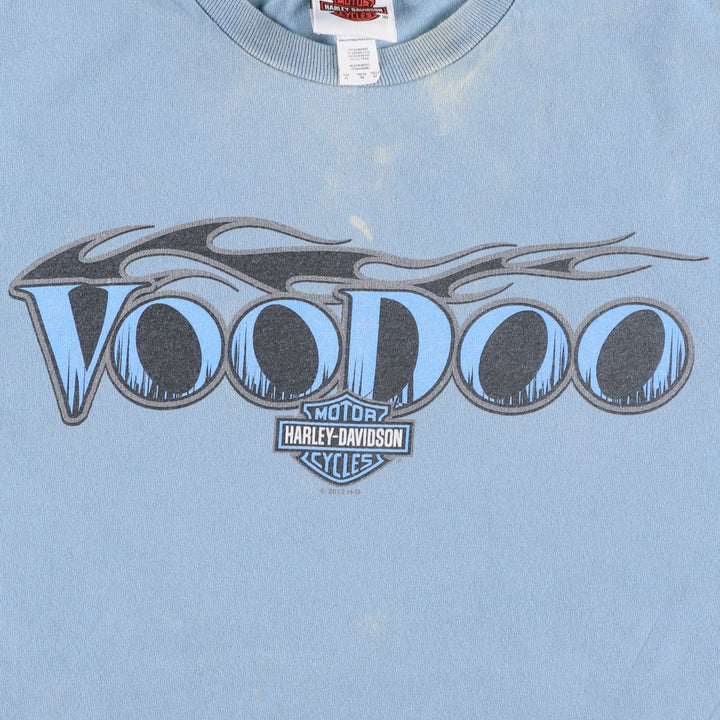 Harley-Davidson Fire Pattern Motorcycle Bike T-Shirt Men's XL cotton Blue type light blue Vintage Second Hand